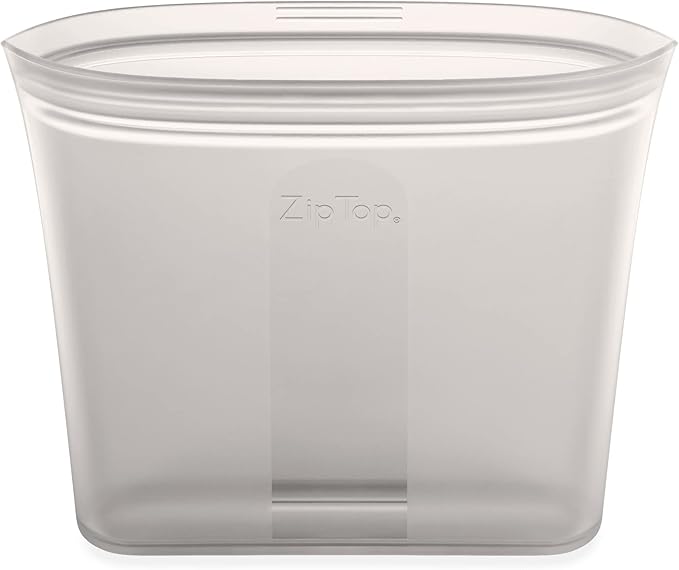 Zip Top Reusable Food Storage Bags | Sandwich Bag [Gray] | Silicone Meal Prep Container | Microwave, Dishwasher and Freezer Safe | Made in the USA
