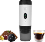 Portable Electric Espresso Machine, Travel Coffee Maker Brewer Compatible with Ground Coffee & NS Capsules (White with LCD Screen)