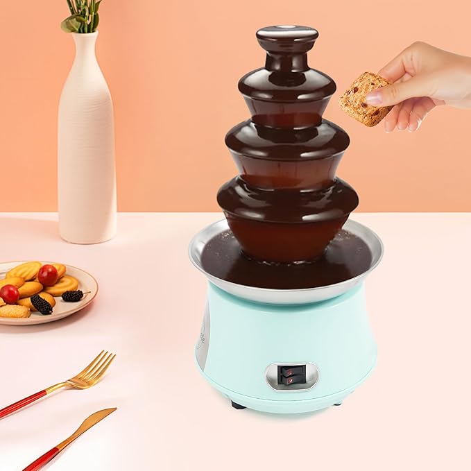 Chocolate Fountain Machine - 4 Tier Electric Chocolate Fondue Fountain Machine for Parties - Melts Cheese, Queso, Candy, and Liqueur - Dip Strawberries, Apple Wedges, Vegetables, and More