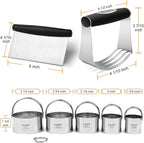 HULISEN Stainless Steel Biscuit Cutter Set, Silicone Mat, Pastry Scraper and Dough Blender, Sturdy & Long-Lasting with Ergonomic Rubber Grip, Professional Baking Dough Tools, Gift Package (4 Pcs/Set)