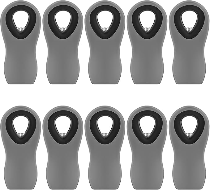10 Pack Magnetic Chip Clips, Gray Plastic Snack Clips with Magnet for Refrigerator