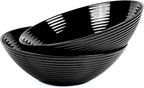 54 OZ Salad Bowl Set of 2, Opal Glass 9.5 inch Serving Dishes for Salad, Fruit, Kitchen Microwave & Dishwasher Safe, Black