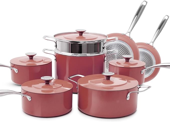 Nuwave Lux 13-Piece Premium Cookware Collection, Healthy G10 Duralon Blue Ceramic Nonstick, Ultra Durable, PFAS-Free, Lightweight & Works on All Cooktops