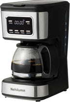 5-6 Cup Programmable Coffee Machine, Reusable Filter, Coffee Pot, Water Level Indicator, Automatic Shut-Off, Black&Stainless Steel