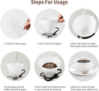 Coffee Filters, Size 02 White Cone Filters, 200 Count Disposable Natural Paper Filters 2-4 Cup, 02 Cone For Pour Over and Drip Coffee Maker