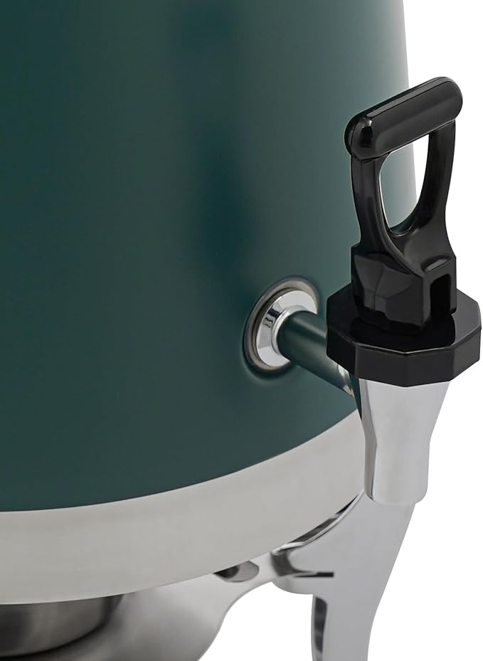 Coffee Urn with Fuel Holder 3.5 Gal/13L, Stainless Steel Beverage Dispenser Hot Drink Dispenser with Stand, Tea Water Coffee Chafer Urn for Parties Buffet Catering Commercial Home (Silver, Green)