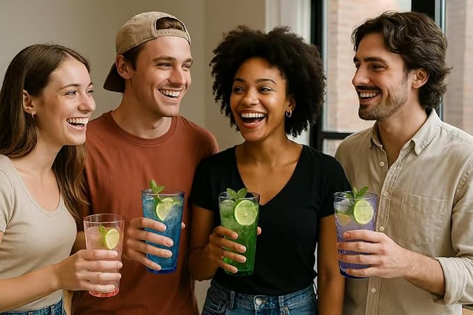 KOXIN-KARLU Mixed Drinkware 26-ounce Plastic Tumbler Acrylic Water Glasses, set of 8 Multicolor