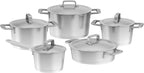 BergHOFF Meta 10Pc Cookware Set With Matching Lids Recycled 18/10 Stainless Steel Induction Pots and Pans Scratch-resistant Oven Safe