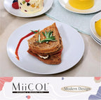 Miicol Ceramic Appetizer Plates Set of 6, White Dessert Plates 8 Inch, Small Dinner Plates, Modern Round Salad Plates, Porcelain Serving Dishes for Snack, Bread, Fruit, Microwave & Dishwasher Safe