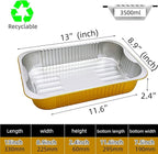 20pack 13 "x9 aluminum foil baking pan（3500ml） tray,steaming table tray, gold thickened disposable pot for cooking and heating