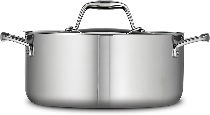 Tramontina Signature Tri-Ply Clad Stainless Steel 5-Quart Dutch Oven Pot with Lid, Induction-Ready, Dishwasher-Safe, NSF-Certified, Made in Brazil