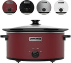 HOMECOOKIN 6 Quart Slow Cooker Oval Manual Pot Food Warmer with 3 Cooking Settings, Red Stainless Steel