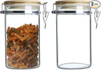 Glass Storage Jar with wooden Locking Clamp, Coffee Bean & Kitchen Food Container, Glass Sourdough Starter Jar (2PACK 50 OZ)