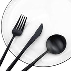 Gugrida Black Flatware, Royal 20 Piece Luxury Matte Finish 18/10 Stainless Steel Tableware Sets for 4 Including Forks Spoons Knives, Camping Silverware Travel Utensils Set Cutlery (Black)