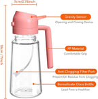 YARRAMATE 16oz/470ml Oil Sprayer for Cooking with Stickers, Food-grade Premium 2 in 1 Olive Oil Dispenser Bottle for Kitchen Gadgets, Air Fryer, Salad, Frying, BBQ (Pink)