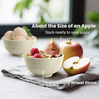 Beige Wheat Straw Bowls, 10 OZ Snack Bowl Set of 8, Unbreakable Ice Cream Bowl Set, Alternative Plastic Bowls Reusable, Microwave Safe Small Appetizer Bowl for Dessert, Snack (Beige)