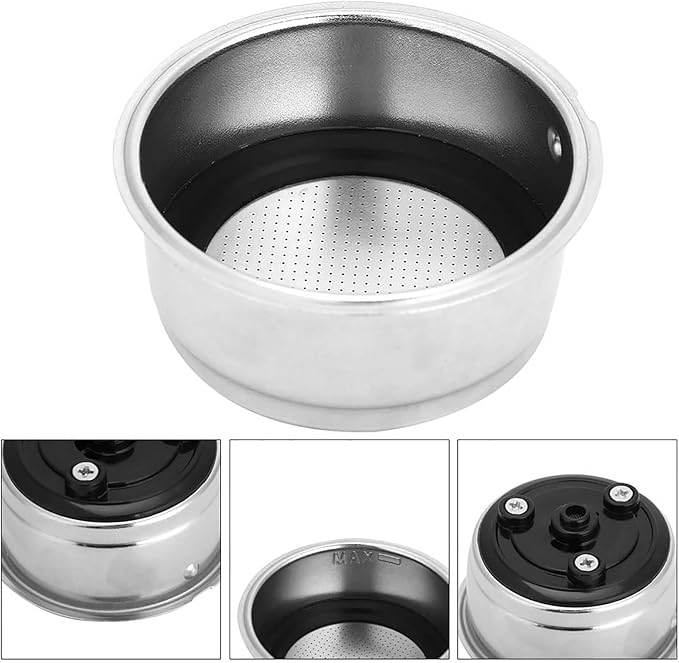 51mm Portafilter Basket, Double Cup Reusable Portafilter Filter Basket, Stainless Steel Detachable Coffee Machines Filter Accessories for Home Office, Height 31mm