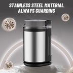 Stainless Steel Coffee Grinder and Spice Grinder with Dual Blades & Heat Dissipation Base, for Uniform Grinding of Large Batches of Beans and Spices