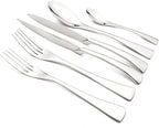 24-Piece Silver Flatware, Mirror 18/10 Stainless Steel Modern & Luxury Dinnerware Set With Serrated Steak Knife Teaspoon For Daily Use or Dinner Party Restaurant - Service For 4