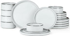 Ceramic Dinnerware Sets for 6, Onader Stoneware Plates and Bowls with Rustic Terracotta Bottom, Elegant Kitchen Dinner Dish Set, 18-Piece Dishware Tableware - Glacier White