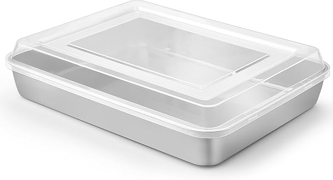 Herogo Cake Pan with Lid, 9 X 12 Inch Rectangle Stainless Steel Lasagna Baking Pan Deep, for Brownies Casseroles Cakes, Dishwasher Safe
