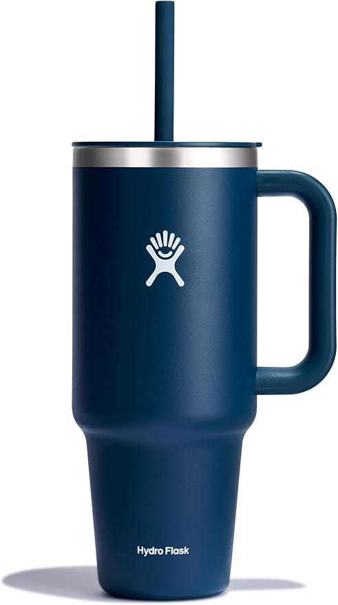 Hydro Flask 40 Oz Travel Tumbler with Handle, Lid and Straw - Insulated Stainless Steel in Indigo