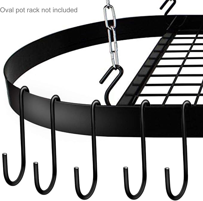 18 Pack ESFUN 4 inch Heavy Duty S Hooks Black Pan Pot Holder Rack Hooks S Shaped Hooks Hangers for Oval Ceiling Pot Rack Hanging Kitchenware Spoons Pans Pots Utensils Clothes Bags Towels Plants