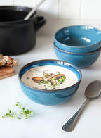 LE TAUCI Cereal Bowls 6 Inch, Ceramic Bowl Set for Soup, Dessert, Fruits, Salad, Noodle, Ramen, 22 Ounce Bowls for Kitchen, Set of 4, Ceylon blue