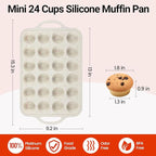 Mini Cupcake Pans, Metal Reinforced Frame Silicone Mini Muffin Pan Nonstick 24 Cups Easy to Handle for Baking Muffins, Cupcakes, Egg Bites 1 Pack