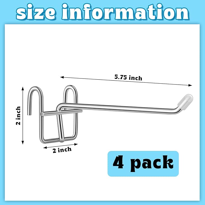 4 Pcs Accessory Hooks for Wire Shelving with Rubber Cover Heavy Duty Metal Hooks for Hanging Kitchen Utensils Wire Shelf Accessories Room Organization (Silver)