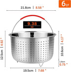 REDANT Vegetable Steamer Basket for Instant Pot Accessories 6 & 8 Qt - Stainless Steel Strainers and Colanders - Metal Strainer for Cooking Broccoli, Eggs, Pasta, Quinoa - with 2 Gloves, 6 Quart