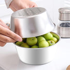 2 Set Berry Baskets,316 Stainless Steel Strainer Set,Fruit Washing Bowl with Strainer,Small Metal Colander for Berries, Strawberry, Grape, Cherry, Dishwasher Safe