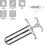 JY COOKMENT Meat Injector Syringe - Flavor Injector with 3 Stainless Steel Professional Needles;2pcs Cleaning Brush for BBQ Grill Smoker 2-oz Large Capacity Barrel