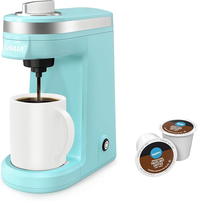 CHULUX Mini Coffee Maker for K Capsule, Single Serve Coffee Maker for One Cup Americano, Lightweight Pod Coffee Machine, Aqua
