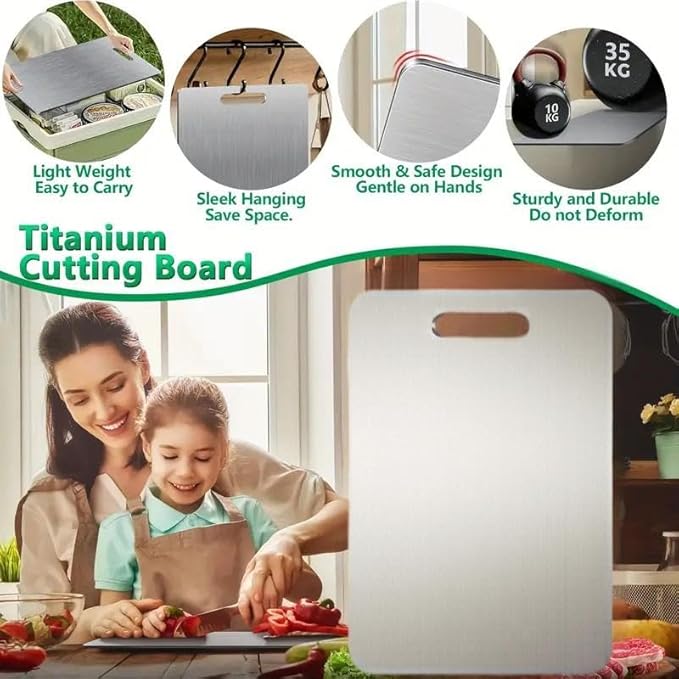Katuchef Titanium Cutting Boards for Kitchen,Katu Chef Cutting Board,Double-Sided Food-Grade Pure Cut Titanium Chopping Board for Vegetables (L:15.35IN*11.02IN)