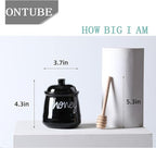 ONTUBE Honey Jar with Dipper and Lid, Ceramic Honey Pot 12oz, Black