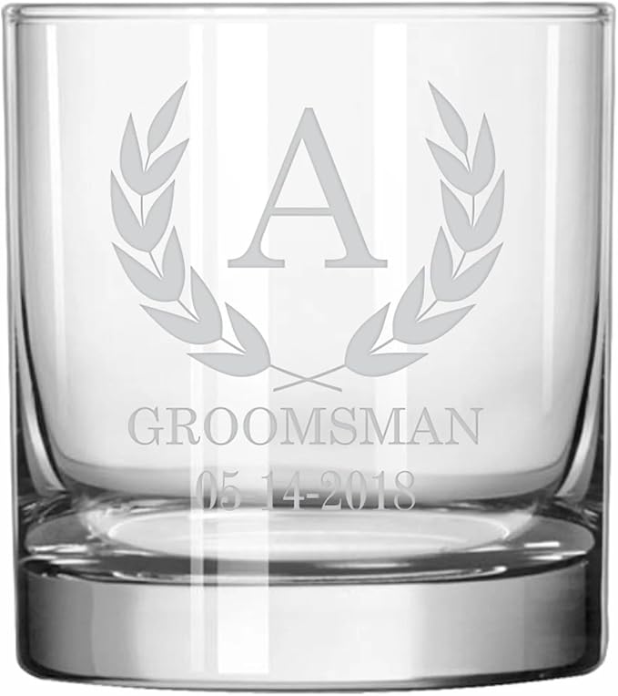Blue Ridge Mountain Gifts 11 oz Engraved Whiskey Glass – Personalized Groomsmen Gift – Custom Etched Glass for Best Man & Wedding Party – Heavy Base, Groomsman Gifts (1)