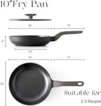 Nonstick Ceramic Frying Pan with Lid, 8/10 Inch Skillet with Stay Cool Handle, Fully Coated, Induction Compatible & Oven Safe, 100% Dishwasher Safe, PTFE & PFOA Free（10 Inch, Black Sesame）