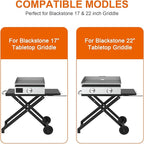 Portable Grill Cart for Blackstone 17 Inch & 22 Inch Table Top Griddles, Folding Cart Griddle Stand with Side Shelf for Blackstone 17" 22" Grills, Backyard, Camping and Outdoor Cooking