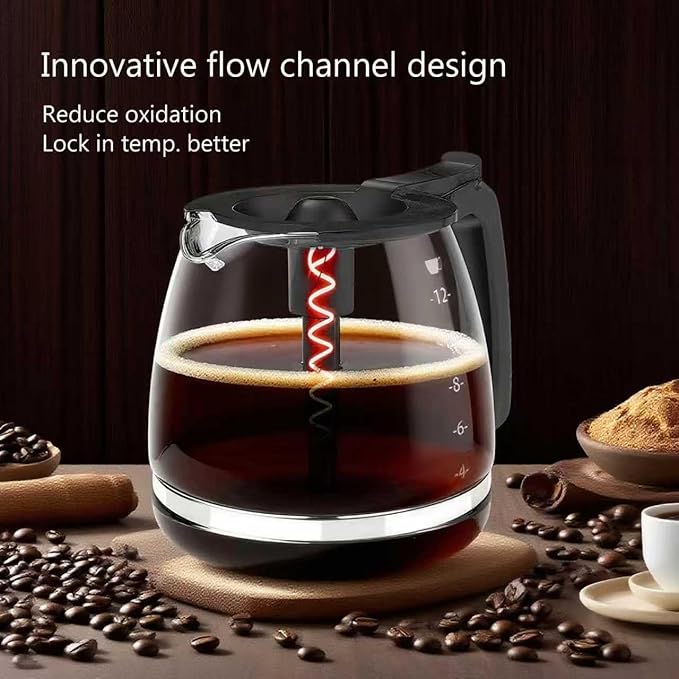 Coffee Machine Glass Carafe, 12-Cup Replacement Coffee Pot, Compatible with KitchenAid KCM1209 KCM1208, Cuisinart DCC 1220BKS, Capresso SG300, Gourmia GCM3260, Krups Essential, Wamife Mueller