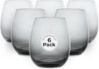 Restaurantware-Vetri 15 Ounce Wine Glasses, 6 Dishwashable Stemless Wine Glasses - No Lead, Durable, Gray Glass Stemware, For Home, Bar, Or Restaurant, Serve Merlot, Chardonnay, Or Bordeaux