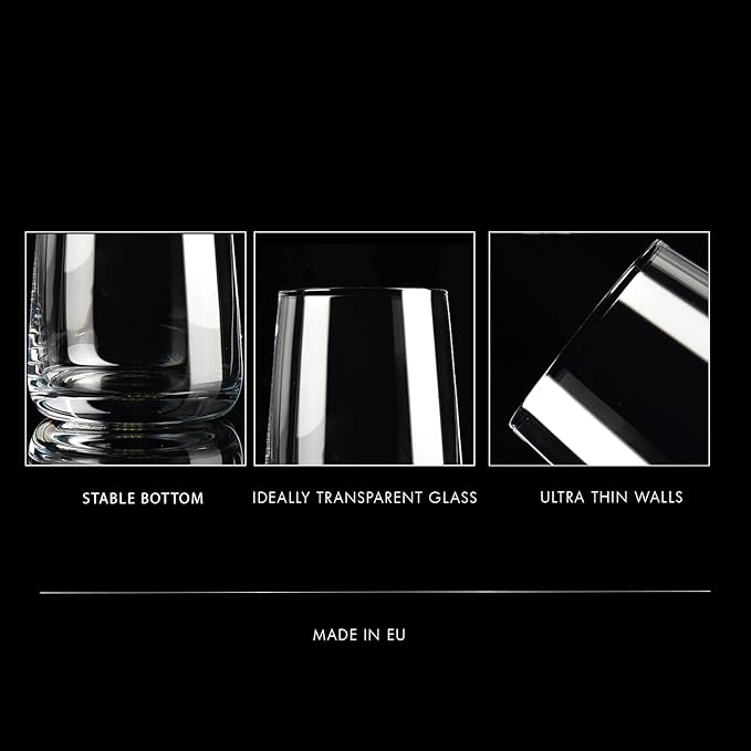 Krosno Water Glasses, Set of 6, 16.6 fl oz, Water Drinks Juice, Infinity Collection, Lead-Free Lightweight Glass, Everyday Drinking Glass, Dishwasher Safe, Made in Europe