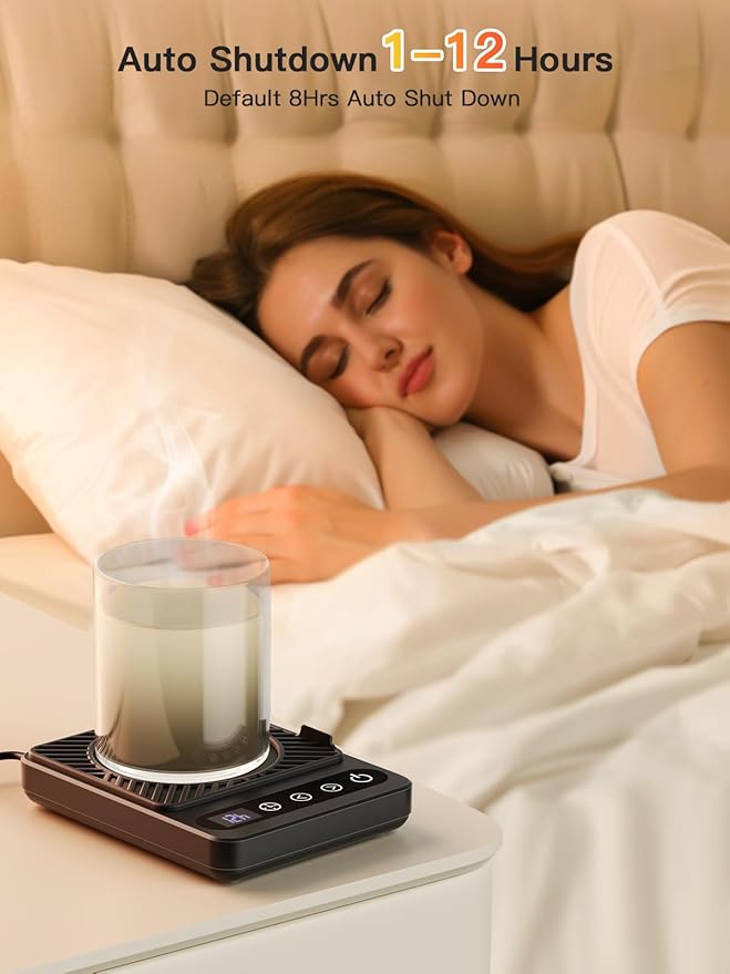 Misby Coffee Warmer, Mug Warmer for Desk with 6 Temp Settings, 12H Timer, Auto Shut Off Coffee Cup Warmer,Smart Coffee Gifts Coffee Warmer Plate Keeps Hot, Fresh for Coffee, Tea, Milk, Beverage,Black