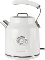 Haden Dorset 1.7 Liter Stainless Steel Electric Kettle, Hot Water Kettle with 360-Degree Base and Auto Shutoff, Ivory & Chrome