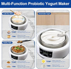 Yogurt Maker with Adjust Temp & Time, Abnaok Multi-Function Probiotic Yogurt Maker with BPA-free PP Lid, Celsius Increment, 304 Stainless Steel Inner Bowl, LED Display