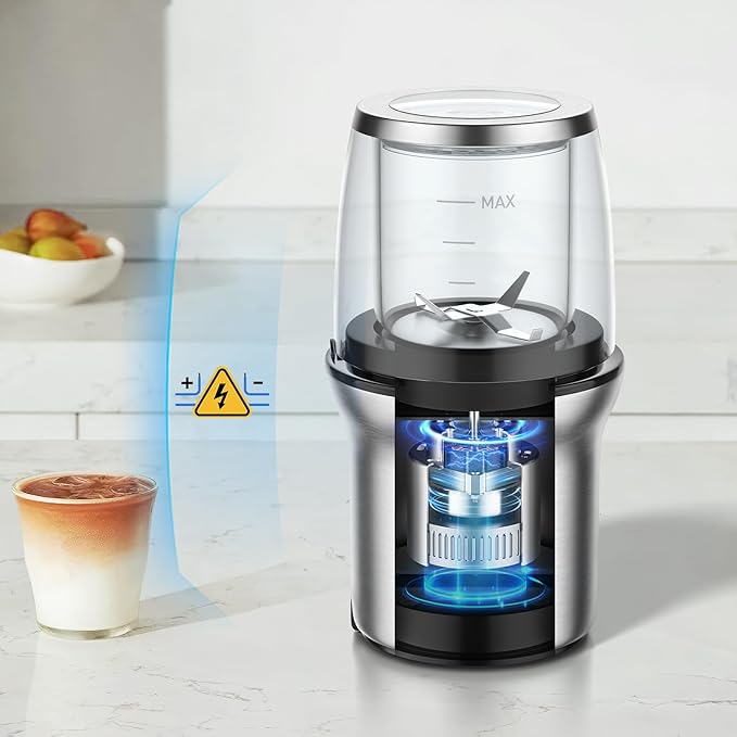 Secura Coffee Grinder Electric, Spice Grinder, Dual Glass Bowls for Wet & Dry Grinding