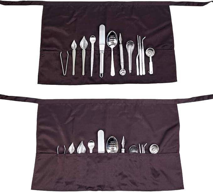 DUEBEL Professional Chef Plating Kit: 13 Piece Culinary Set with Kitchen Apron & Stainless Steel Tools for Creative Food Presentation