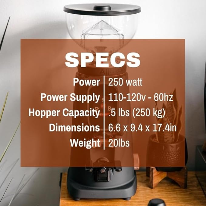 AllGround All Purpose Home Coffee Grinder - Residential Grinder - Made in Italy - By Fiorenzato (White w/Walnut)