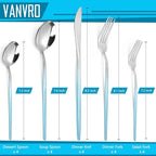 Gradient Blue Silverware Set, 20 Piece Stainless Steel Flatware Set, Kitchen Utensil Set include Knife/Fork/Spoon,Cutlery Service for 4,Mirror Polished