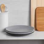 US Acrylic Everest Ultra-Durable Plastic 10 inch Dinner Plates in Grey Stone | Set of 6 Reusable, BPA-Free, Made in the USA, Dishwasher Safe Dinnerware